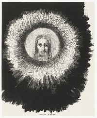 And the Face of Christ Shone in the Disk of the Sun (1888) by <a href="https://www.rawpixel.com/search/Odilon%20Redon?sort=curated&amp;page=1">Odilon Redon</a>. Original from the Rijksmuseum. Digitally enhanced by rawpixel.