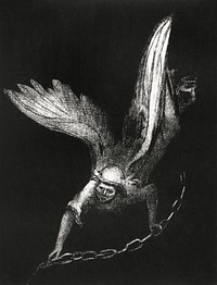 And I Saw an Angel Come Down From Heaven, Having the Key of the Bottomless Pit and a Great Chain in His Hand (1899) by <a href="https://www.rawpixel.com/search/Odilon%20Redon?sort=curated&amp;page=1">Odilon Redon</a>. Original from the National Gallery of Art. Digitally enhanced by rawpixel.