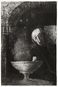 And the Seeker was Engaged in an Endless Search (1886) by <a href="https://www.rawpixel.com/search/Odilon%20Redon?sort=curated&amp;page=1">Odilon Redon</a>. Original from the Rijksmuseum. Digitally enhanced by rawpixel.