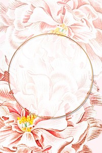 Round floral peony frame vector