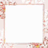 Golden floral peony frame social ads template vector