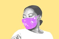 African American woman psd wearing face mask to prevent Covid 19