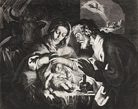 The birth of Christ after Abraham Bloemaer (1625) by Cornelis Bloemaert. Original from The Rijksmuseum. Digitally enhanced by rawpixel.