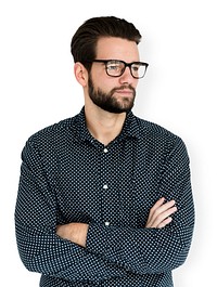 Man Curious Thinking Arms Crossed Portrait