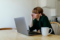 Bored woman working from home during coronavirus quarantine