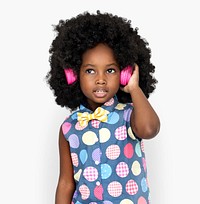 Little girl listening to music