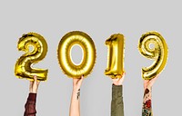Hand holding new year 2019 balloon