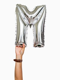 Capital letter M silver balloon