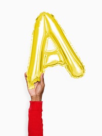 Hand holding capital letter A balloon