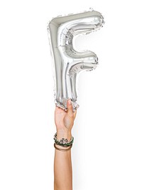 Capital letter F silver balloon