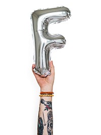 Capital letter F silver balloon