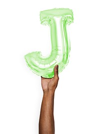 Capital letter J Green balloon