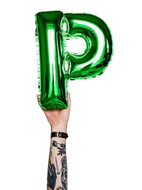 Capital letter P green balloon