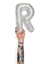 Capital letter R silver balloon