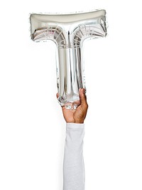 Capital letter T silver balloon