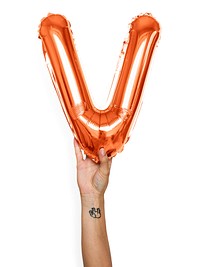 Capital letter V orange balloon