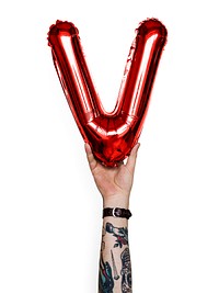 Capital letter V red balloon