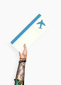 Hand holding a flight ticket