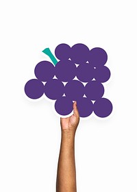 Hand holding grapes cardboard prop