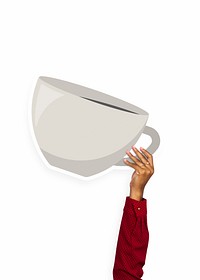Hand holding a coffee cup cardboard prop