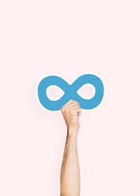 Hand holding an infinity sign