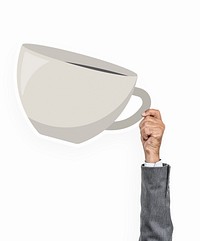 Hand holding a cup of coffee clipart