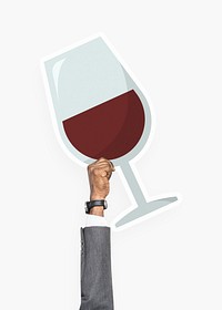 Hand holding a glass of red wine clipart