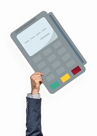 Hand holding a credit card machine clipart