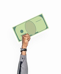 Hand holding paper money clipart