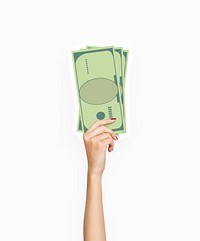 Hand holding paper money clipart