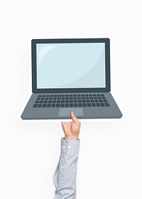 Had holding a laptop clipart