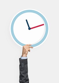 Hand holding an analog clock clipart