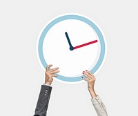Hand holding an analog clock clipart