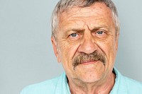 Senior Adult Man Serene Face Expression Studio Portrait