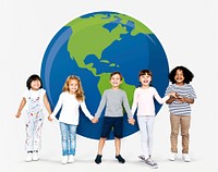 Diverse kids spreading environmental awareness