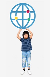 Happy boy holding a browser logo