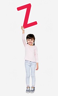 Happy girl holding the letter Z