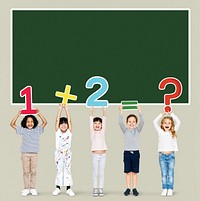 Cheerful diverse kids learning mathematics