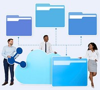 Business people and cloud computing icons