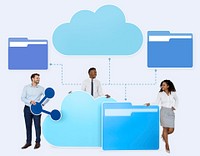 Business people and cloud computing icons