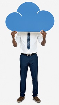 Businessman holding a cloud icon