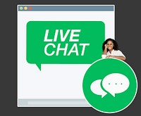 Woman showing a live chat board