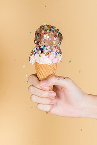 Ice cream cone in a hand