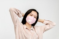 Asian girl wearing a face mask