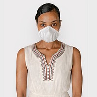Black woman wearing a mask mockup