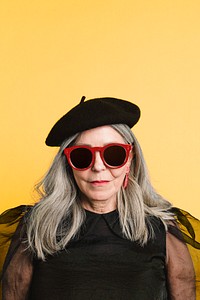 Senior woman in a fashion shoot