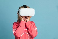 Little girl experiencing a VR headset