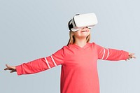 Little girl experiencing a VR headset