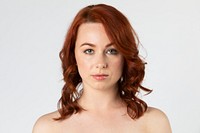 Happy red headed woman portrait