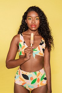 Black woman having an ice pop ice cream